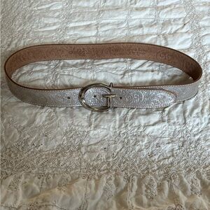 GUESS Silver and Tan Women's Belt Medium